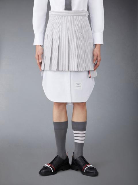 Seersucker pleated mini skirt