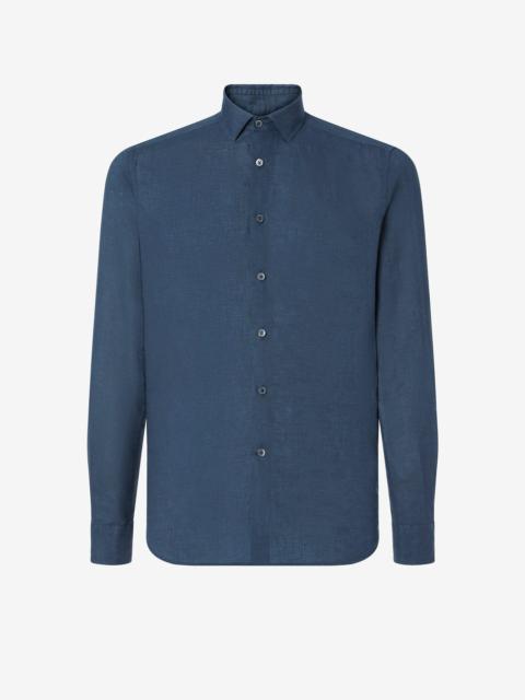 CORNELIANI Navy blue pure linen shirt