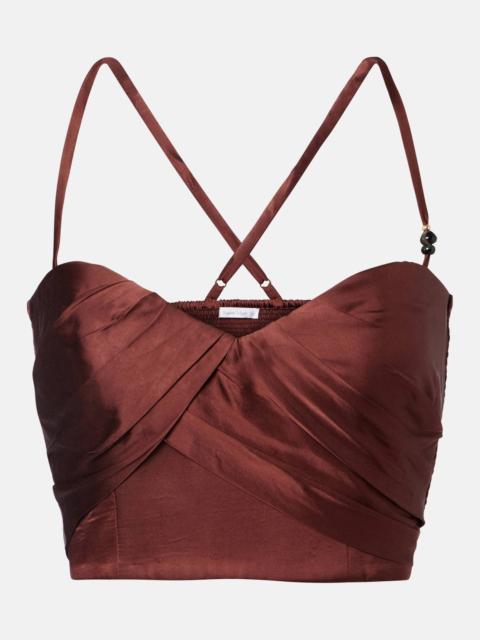 Poupette St Barth Palmire satin crop top