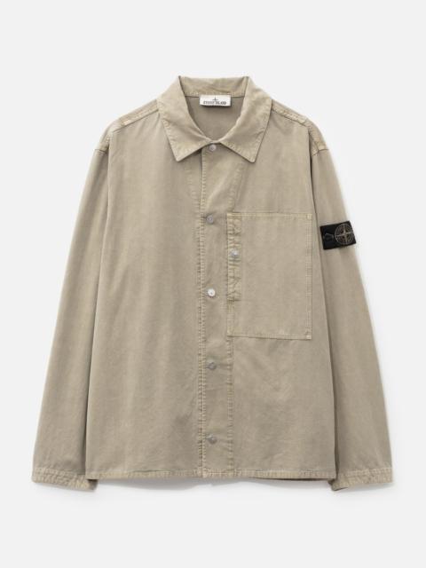 Stone Island MINERAL DYED PANAMA COTTON SNAP-FRONT OVERSHIRT WITH CHEST POCKET