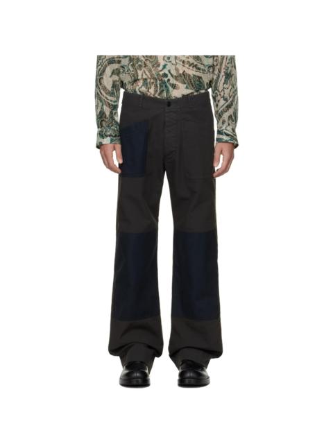 Dries Van Noten Gray Patch Trousers