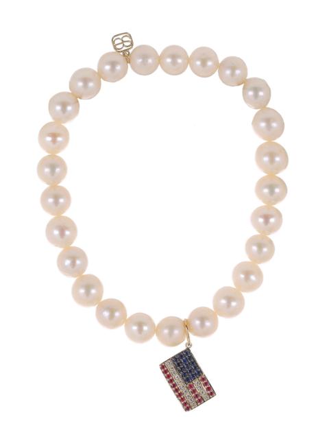 SYDNEY EVAN Freshwater Pearl American Flag Charm Bracelet