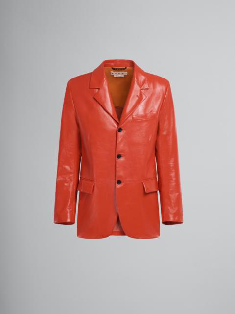 Marni RED SINGLE-BREASTED BLAZER IN ULTRALIGHT NAPLAK LEATHER