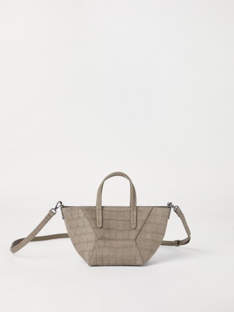 Brunello Cucinelli BC Duo mini bag in croc print nubuck with monili