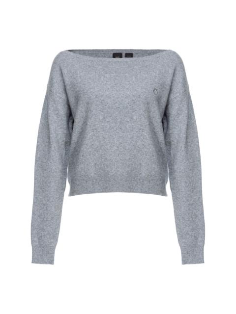 logo-embroidered mélange-effect jumper