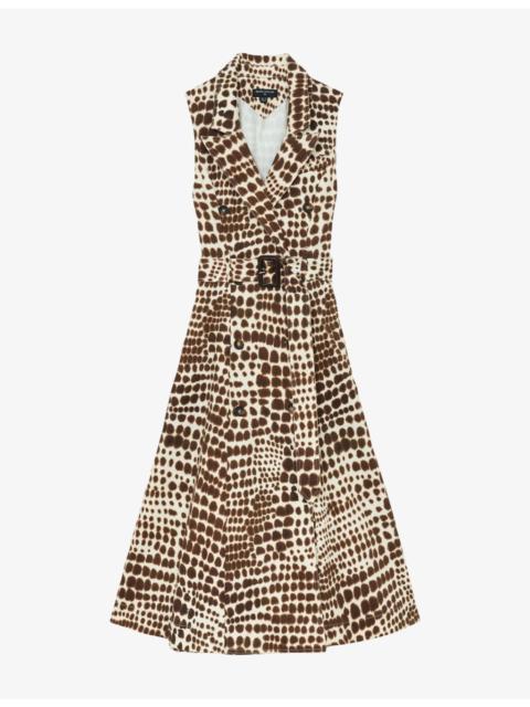 REISS Concordia Animal-Print Stretch-Cotton Midi Dress