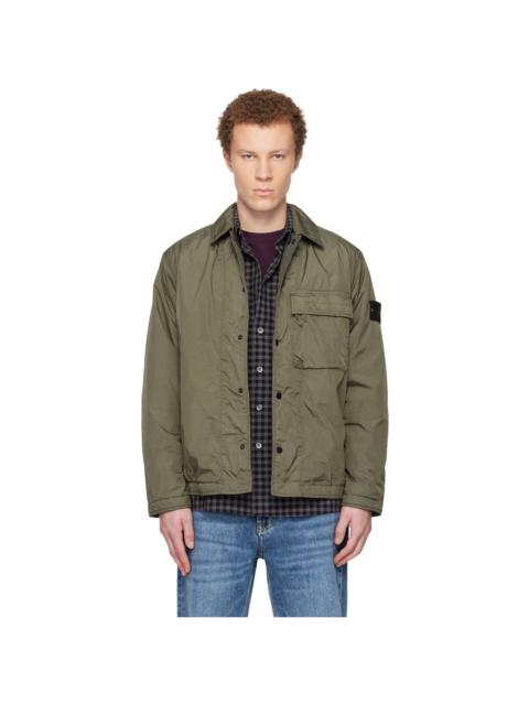 Stone Island Khaki 1200002 Crinkle Reps NY Overshirt
