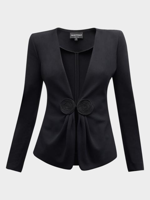 EMPORIO ARMANI Gathered Rope-Embellished Milano Jersey Jacket