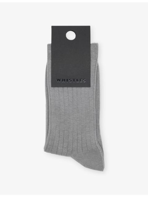WHISTLES Classic Ribbed Cotton-Blend Socks