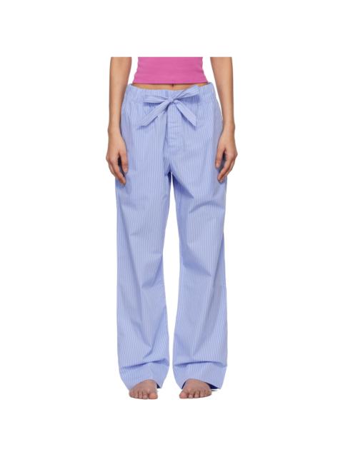 TEKLA Blue & White Poplin Pyjama Pants