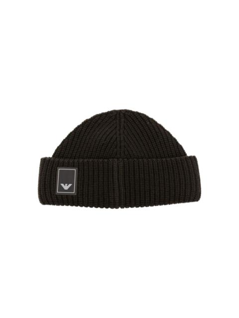 EMPORIO ARMANI logo-patch virgin-wool beanie