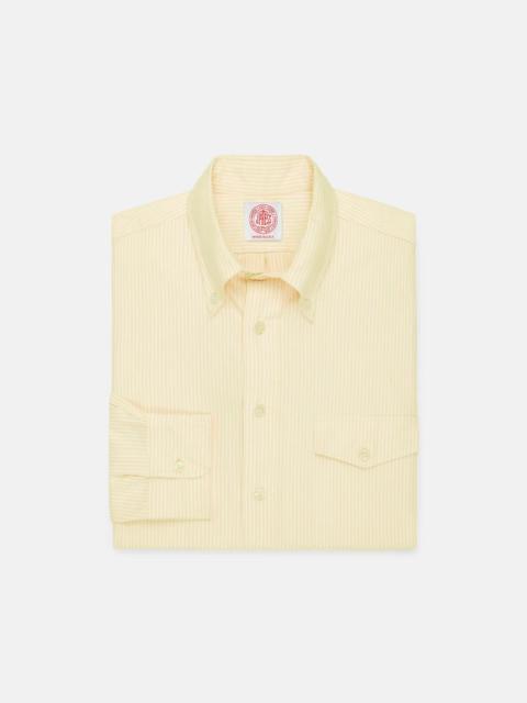 J. PRESS MADE-IN-USA FLAP POCKET YELLOW UNIVERSITY STRIPE OXFORD CLOTH BUTTON DOWN SPORTSHIRT - CLASSIC FIT