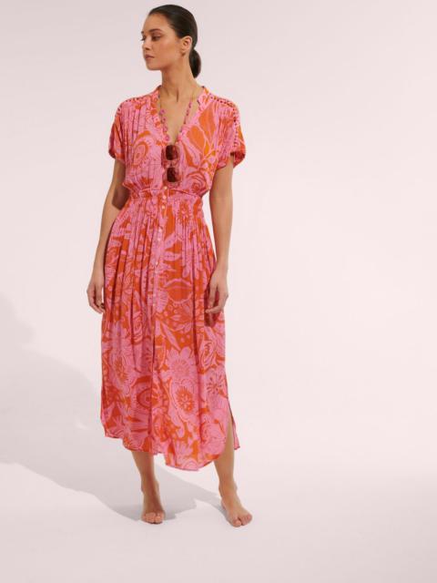 Poupette St Barth Long Dress Becky - Pink Gauguin