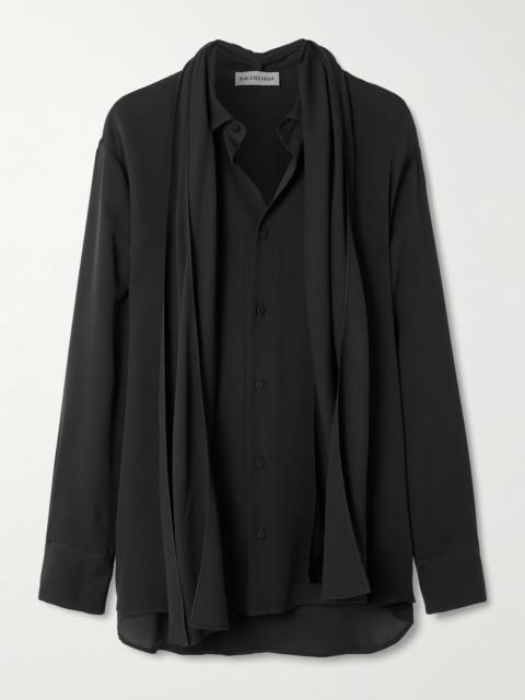 BALENCIAGA Scarf-detailed Silk-georgette Shirt