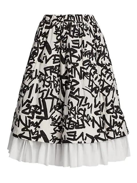 Comme Des Garçons Graffiti Print Layered Skirt