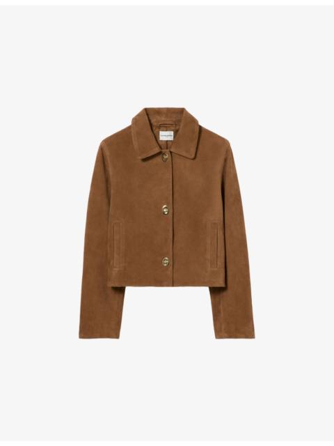 Claudie Pierlot Cropped Side-Pocket Suede Jacket