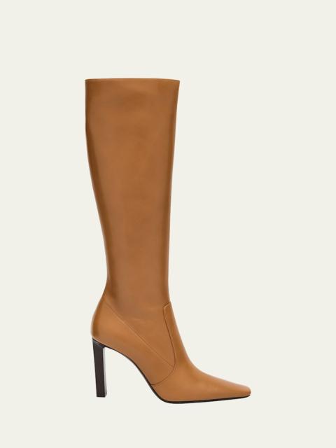 SAINT LAURENT Francoise Smooth Leather Knee-High Boots