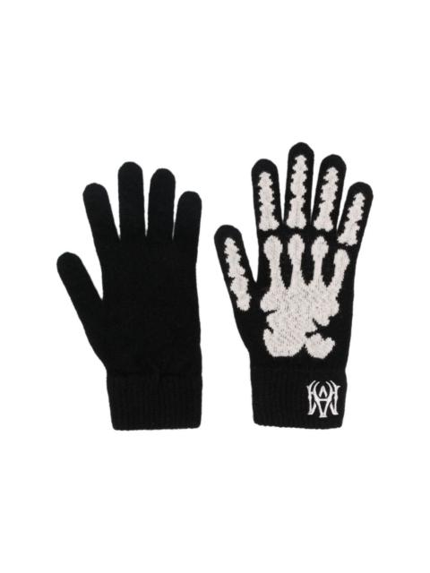 AMIRI cashmere embroidered-logo gloves