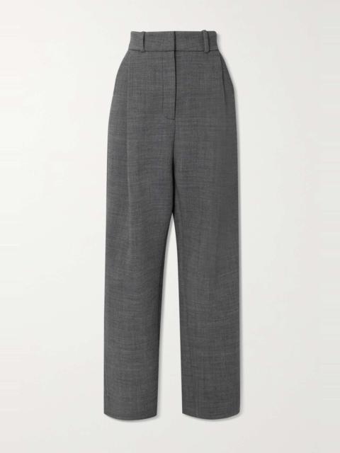 Pleated woven straight-leg pants