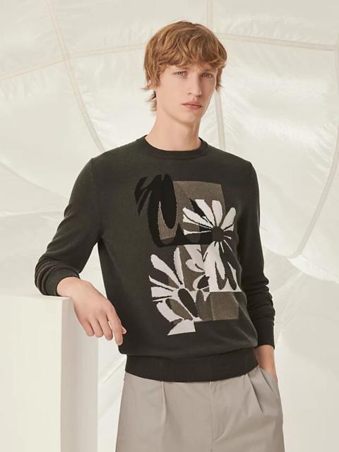 Hermès "Puzzle Floral" cashmere crewneck sweater