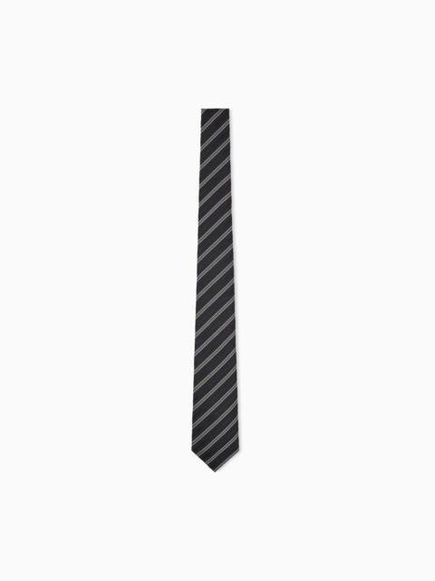 EMPORIO ARMANI SILK NECKTIE WITH DIAGONAL STRIPES