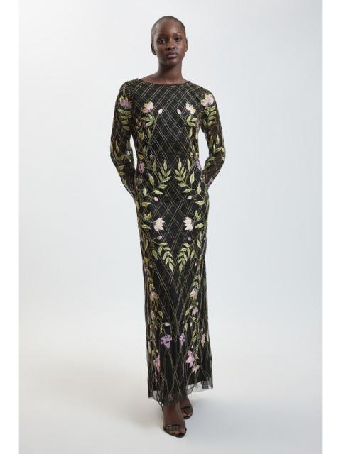 KAREN MILLEN Hand Beaded Trailing Floral Maxi Dress