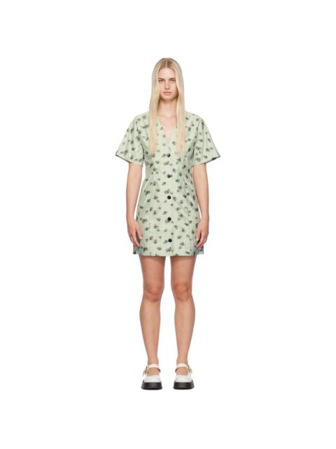GANNI Green Floral Minidress