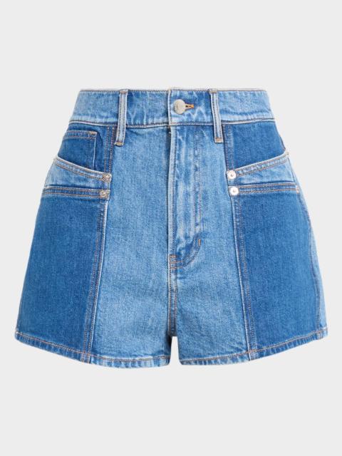 VERONICA BEARD Elijah Color-Block Denim Shorts