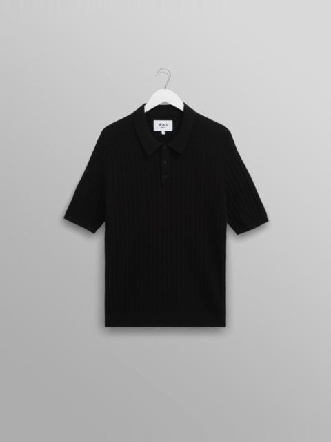 Wax London Naples - Black Diamond Stripe Knitted Polo