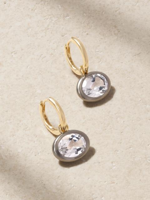 By Pariah XL Orbit 14-karat recycled gold, rhodium and topaz hoop earrings Gold