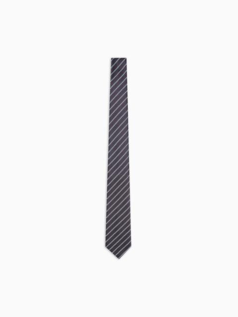 GIORGIO ARMANI PURE SILK TIE WITH JACQUARD STRIPES