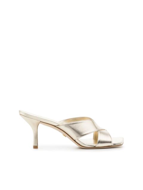 Stuart Weitzman metallic square-toe mules