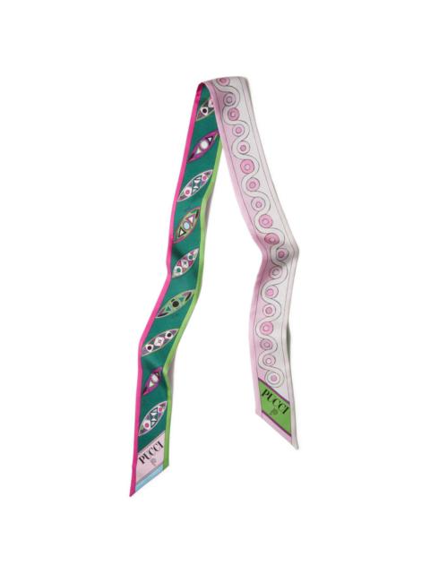 abstract print twilly silk scarf