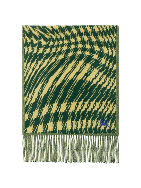 Warped houndstooth-pattern cashmere scarf