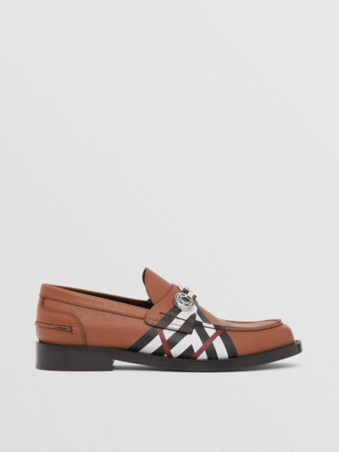 Burberry Logo Detail Chevron Check Leather Loafers