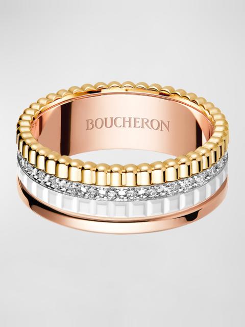 Boucheron Quatre 18K Tricolor Gold & Ceramic Diamond Ring