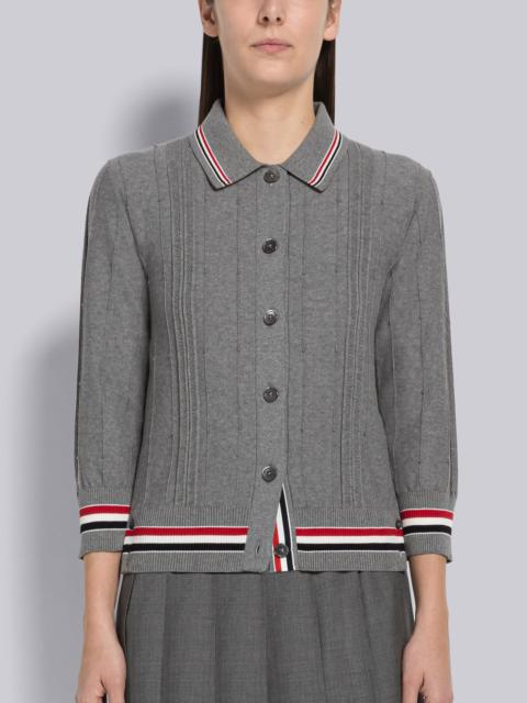 Thom Browne High Twist Cotton Cricket Stripe Polo Cardigan