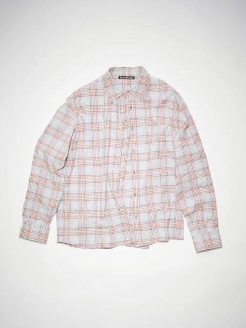 Check flannel button-up shirt - Light blue/pink