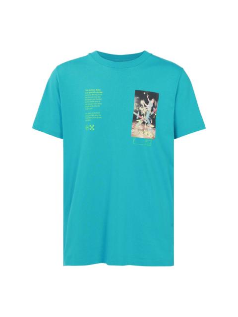 Off-White Men's Off-White C/O Virgil Abloh Skeleton Character Printing Short Sleeve Ordinary Version Blue T-Sh