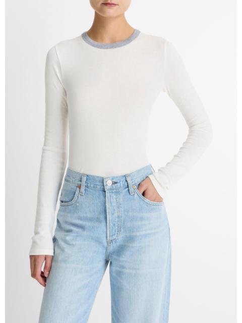 Vince Tipped Heathered Pima Cotton-Blend Long-Sleeve T-Shirt