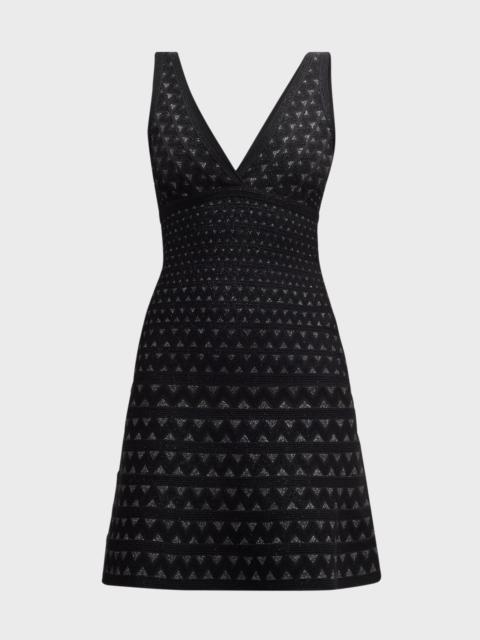 EMPORIO ARMANI Zigzag Metallic Jacquard Knit Mini Dress