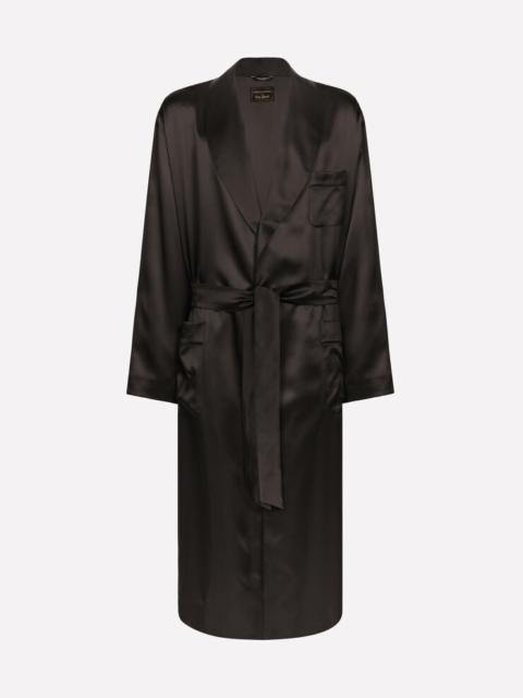 Dolce & Gabbana Silk satin robe with metal DG logo