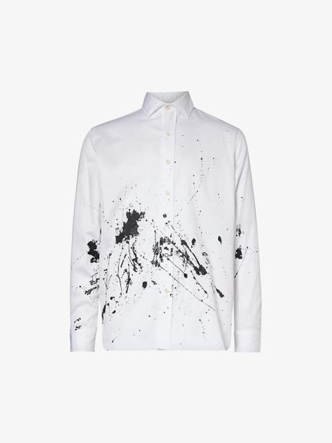 Collins paint-splattered relaxed-fit cotton-poplin shirt