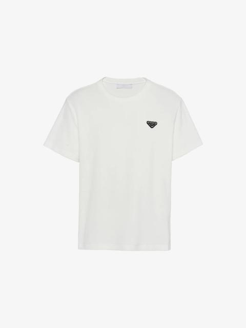 Prada Terry Logo-Plaque Cotton-Blend T-Shirt