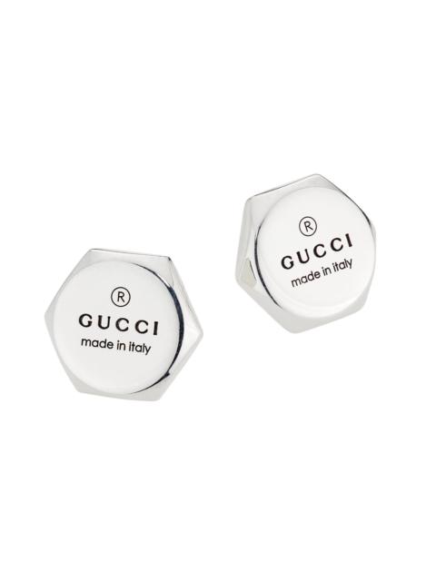 GUCCI Women's Logo-Engraved Sterling Silver Stud Earrings - Silver