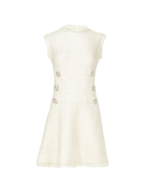 COSTARELLOS Villie crystal-buttons tweed mini dress