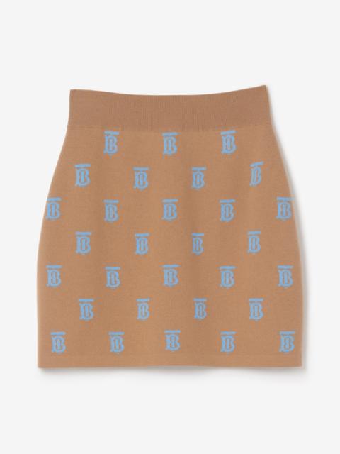 Burberry Monogram Wool Silk Blend Jacquard Mini Skirt
