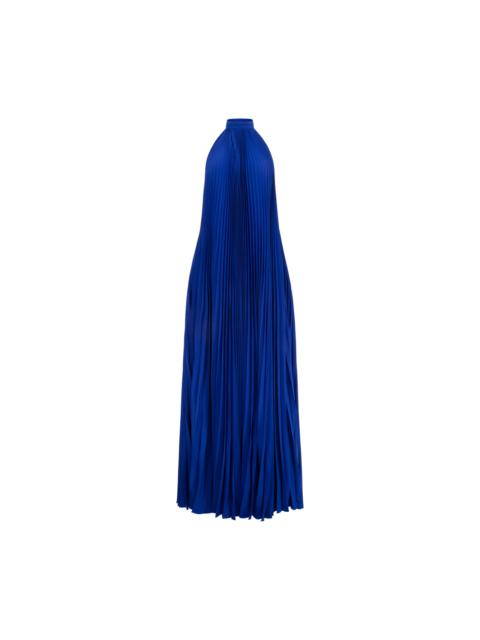 HALTERNECK SUNRAY PLISSE EVENING DRESS