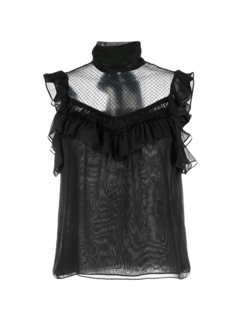 panelled sleeveless silk chiffon blouse