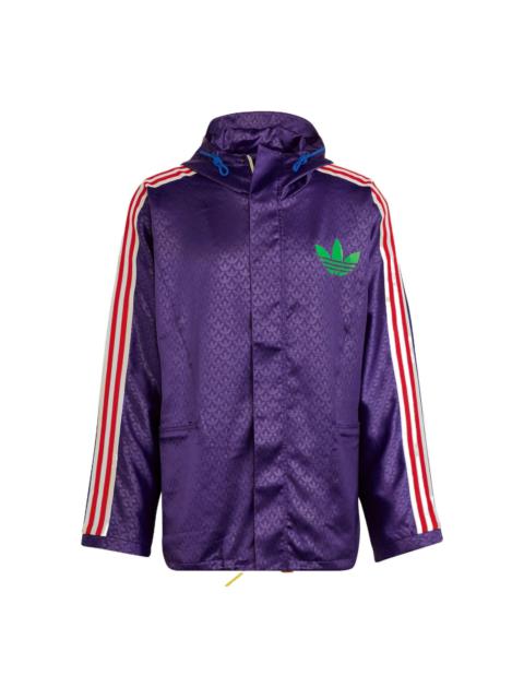 adidas adidas originals Windbreaker Logo Printing Hooded Drawstring Sports Jacket 'Purple' IB3441